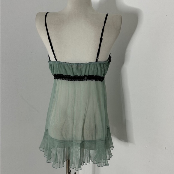 Vintage Victoria's Secret Milkmaid Set Babydoll Medium Sheer Blue Black - Picture 3 of 7